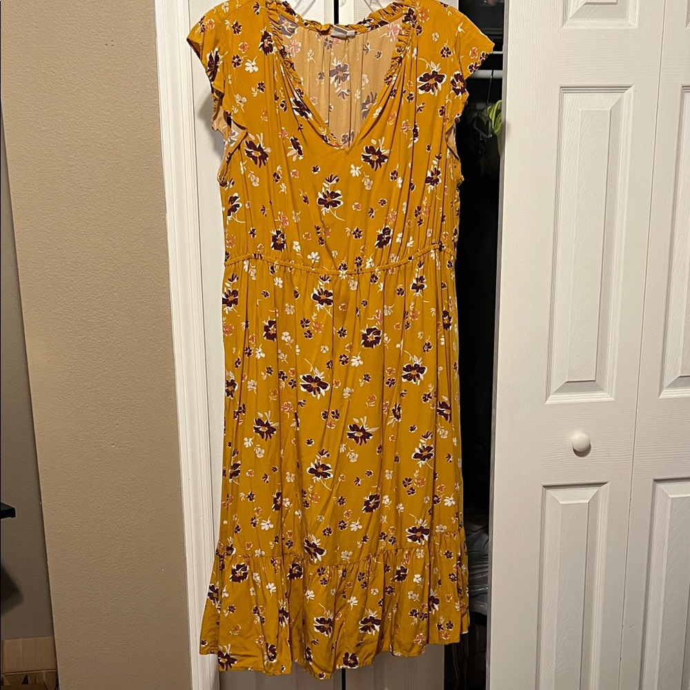 GAP Yellow Floral Midi Dress